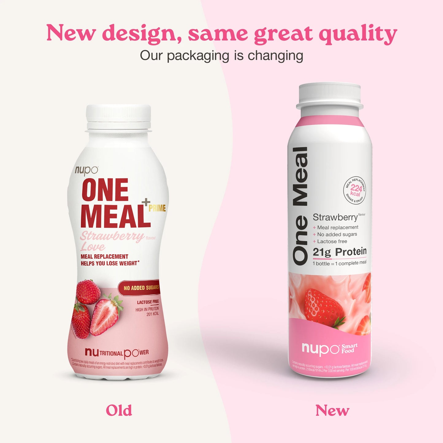 Nupo One Meal RTD Strawberry product and packaging display