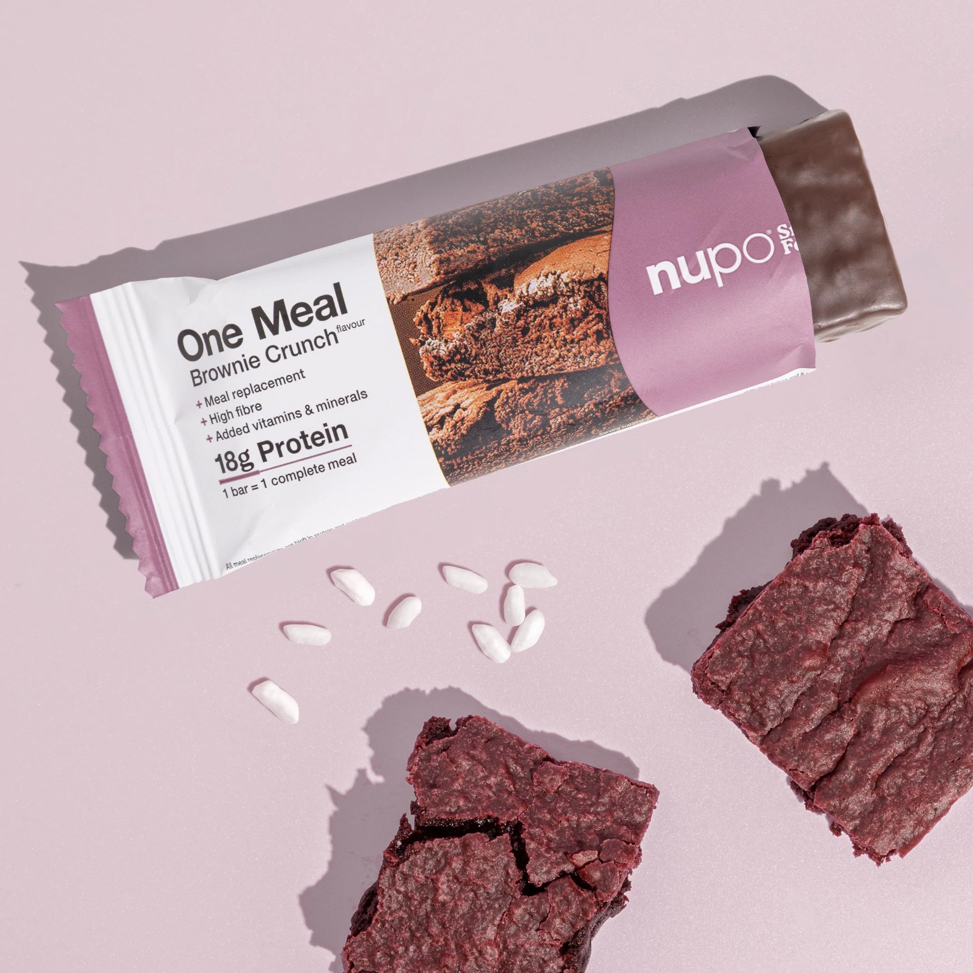 Nupo One Meal Bar Brownie Crunch bar in hand