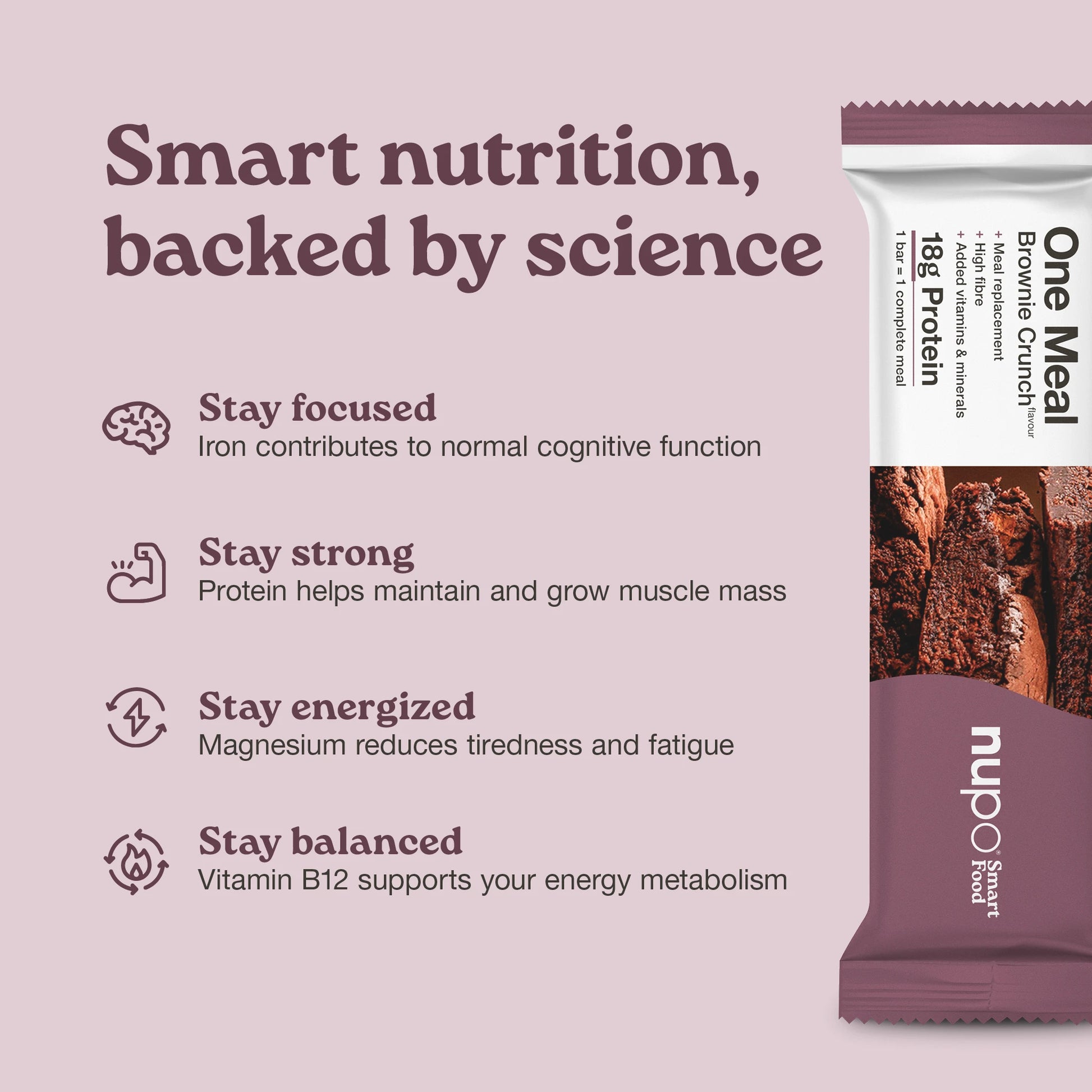 Nupo One Meal Bar Brownie Crunch bar with brownie chunks