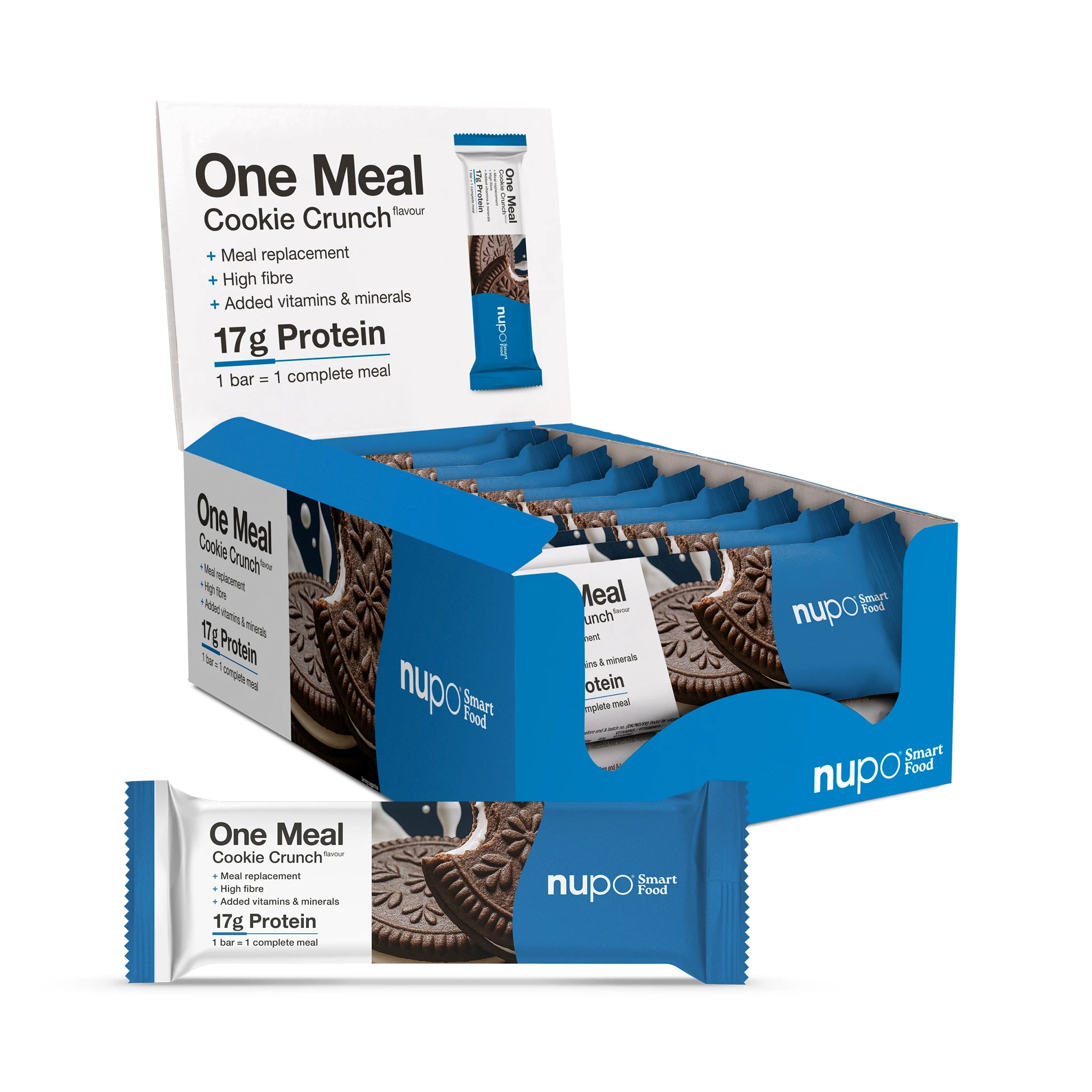 Nupo One Meal Cookie Crunch meal replacement bar packshot – high protein bar for weight loss