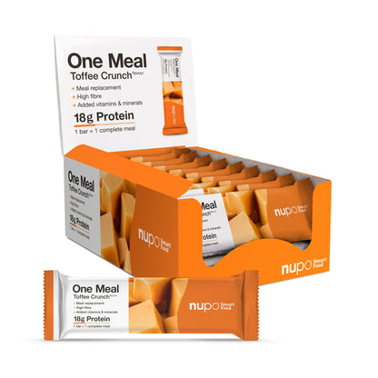 Nupo One Meal Toffee Crunch meal replacement bar packshot – high protein bar for weight control