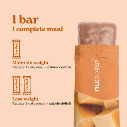 Nupo One Meal Toffee Crunch single bar front view – complete meal replacement